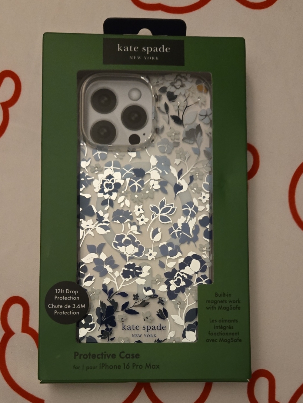 kate spade Floral iPhone 16 Pro Max Case - Blue & Silver
